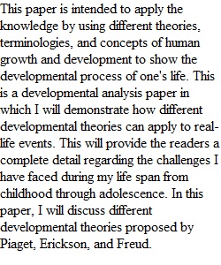 Developmental Analysis Paper